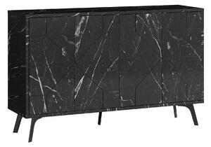 Comoda Dune, negru/negru cu efect de marmura, PAL melaminat, 123x35x77