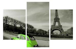 Tablou cu turnul Eiffel și mașina verde (90x60 cm)