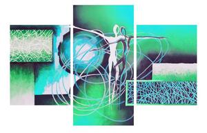 Tablou abstract cu danasatori albaștri (90x60 cm)