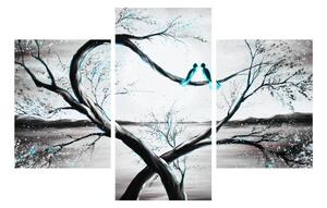Tablou cu două păsări în copac (90x60 cm)