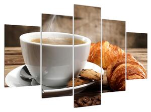 Tablou cu ceașca de cafea cu croissant (150x105 cm)