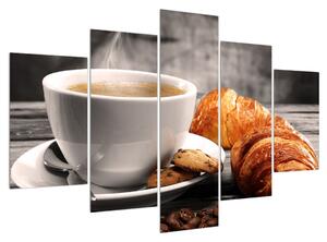 Tablou cu ceașca de cafea și croissant (150x105 cm)
