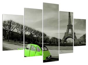 Tablou cu turnul Eiffel și mașina verde (150x105 cm)