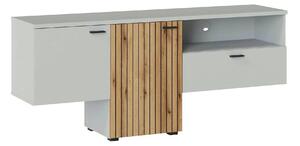 Comoda TV VERO, alb/stejar, PAL laminat, 160x40x69 cm