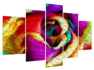 Tablou colorat cu trandafirul abstract (150x105 cm)