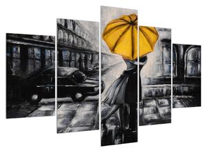 Tablou cu preche îndrăgostită sub umbrelă (150x105 cm)