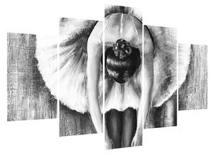 Tablou albnegru cu balerina (150x105 cm)