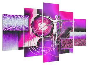 Tablou abstract cu dansatori violeți (150x105 cm)