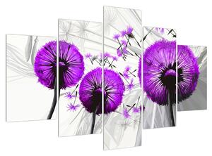 Tablou violet cu păpădii (150x105 cm)