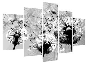 Tablou modern cu păpădii alb negre (150x105 cm)