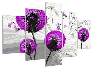 Tablou modern cu păpădii violete (150x105 cm)