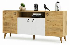 Comoda 616TNM1606, stejar/alb, PAL melaminat, 180x45x79 cm