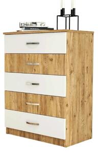 Comoda 616TNM1509, stejar/alb, PAL melaminat, 72x45x98 cm