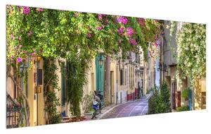 Tablou cu străduță mediteraneenă de vară (120x50 cm)