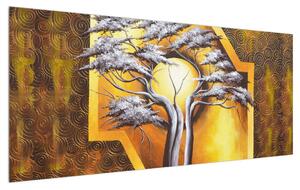 Tablou oriental cu cu pom și soare (120x50 cm)