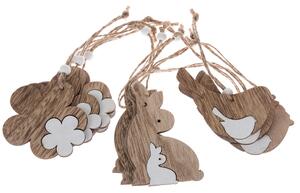 Ornamente de Paște din lemn pentru agățat, set de 12 buc
