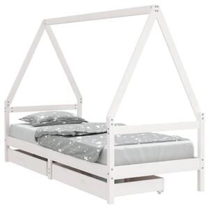 Cadru de pat pentru copii, alb, 90x190 cm, lemn masiv de pin