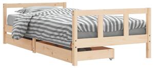 Cadru de pat pentru copii cu sertare, 90x190 cm, lemn masiv pin