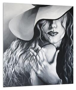 Tablou cu femeie în pălărie (30x30 cm)