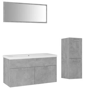 Set mobilier de baie, gri beton, lemn prelucrat