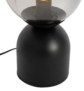 Lampă de masă Hotel șic neagră cu sticlă fumurie - Pallon Trend