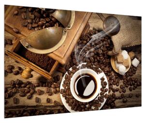 Tablou ceașca de cafea și boabe de cafea (90x60 cm)