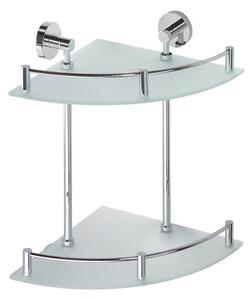 Sapho Sapho, colț din sticlă X-ROUND E cu raft dublu cu bară transversală 280x355x380mm, crom, XR604