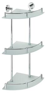 Sapho Sapho, colț din sticlă X-ROUND E cu raft triplu cu bară transversală, 270x660x355mm, crom, XR606