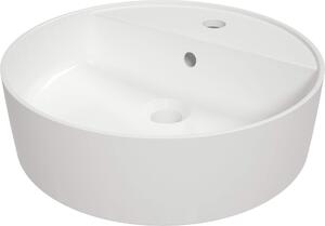 Deante Round, chiuveta blat cu orificiu pentru robinet 420x420x120mm, alb lucios, DEA-CGR_6U4B