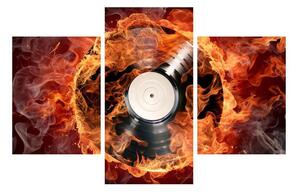 Tablou cu placă de gramofon în foc (90x60 cm)