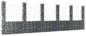 Coș gabion în formă de U cu 6 stâlpi, 620x20x200 cm, fier
