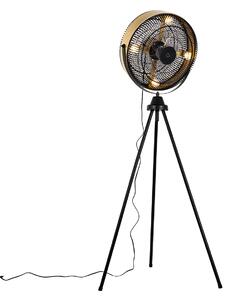 Ventilator de podea trepied negru cu auriu 4 lumini - Kim