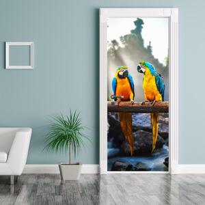 Fototapeta pentru ușă - trei papagali (95x205cm)