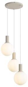 Lampă suspendată scandinavă bej cu sticlă opală cu 3 lumini - Polly