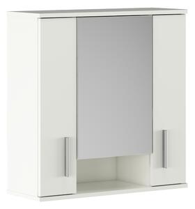 KONDELA Dulap suspendat cu oglindă, alb mat, LESSY NEW 01