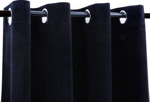 Draperii opace cu inele, 2 buc., negru, 140 x 175 cm, catifea