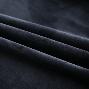 Draperii opace cu cârlige, 2 buc., negru, 140x245 cm, catifea