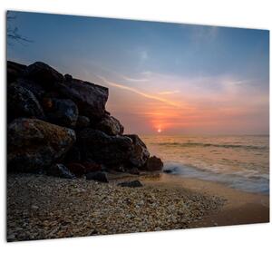 Tablou apusului de soare pe plajă (70x50 cm)