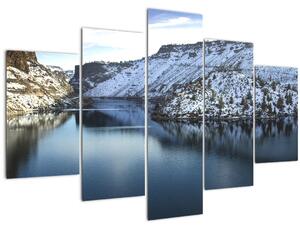 Tablou - peisaj de iarnă cu lac (150x105 cm)