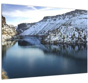 Tablou - peisaj de iarnă cu lac (70x50 cm)