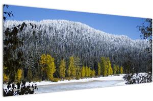 Tablou - munții înzăpeziți iarna (120x50 cm)