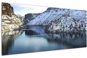 Tablou - peisaj de iarnă cu lac (120x50 cm)