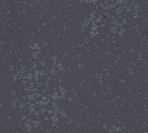 Tapet vinil negru cu motiv floral Blumentapete 10,05 x 0,53 m