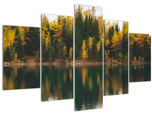 Tablou cu lac de pădure (150x105 cm)