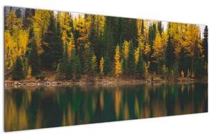 Tablou cu lac de pădure (120x50 cm)