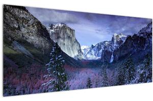 Tablou cu peisaj montan iarna (120x50 cm)
