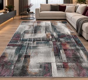 Covor Dreptunghiular Living Dormitor, Kolibri Abstract 11023, Gri Multicolor Dreptunghi, 80x150