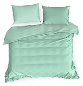 Lenjerie de pat moale față-verso de culoare verde mentă 3 părți: 1buc 160 cmx200 + 2buc 70 cmx80
