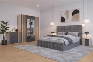 Dormitor Dallas Cu Pat Regal Tapitat