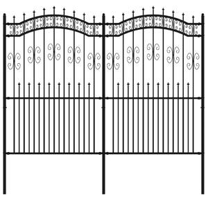 Gard grădină cu vârfuri negru 222 cm oțel vopsit electrostatic